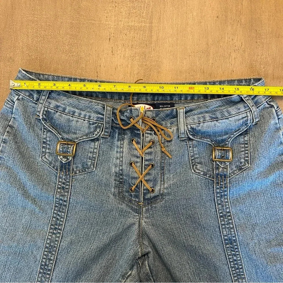 Zoey Beth Y2K Lace Up Tie Flare Jeans Size 13/14 - Picture 9 of 11